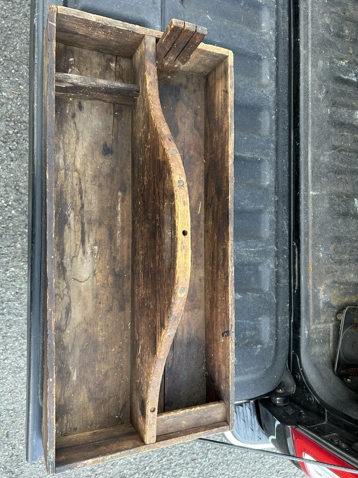 Lg Antique Wooden Tool Caddy Primitive Farmhouse Decor - Image 4 of 4