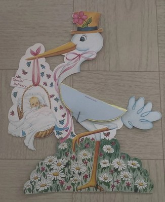 Vintage Baby Shower Decorations Stork  Special Delivery  Baby Yellow Honeycomb