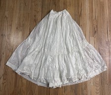 Vintage Edwardian Petticoat Skirt Cotton Cream White Layered Ruffle Festival