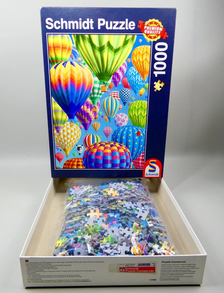 Schmidt 1000 Piece Jigsaw Puzzle - Colorful Balloons in the Sky - Complete - Image 2 of 4