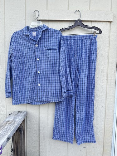 Brooks Brothers Pajama Set Blue White Cotton 2 Piece Long Sleeve Set Mens Small - Picture 2 of 6
