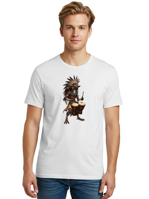 Aztec-Drummer Mens Graphic Tee, 100% Cotton, Casual Summer Wear