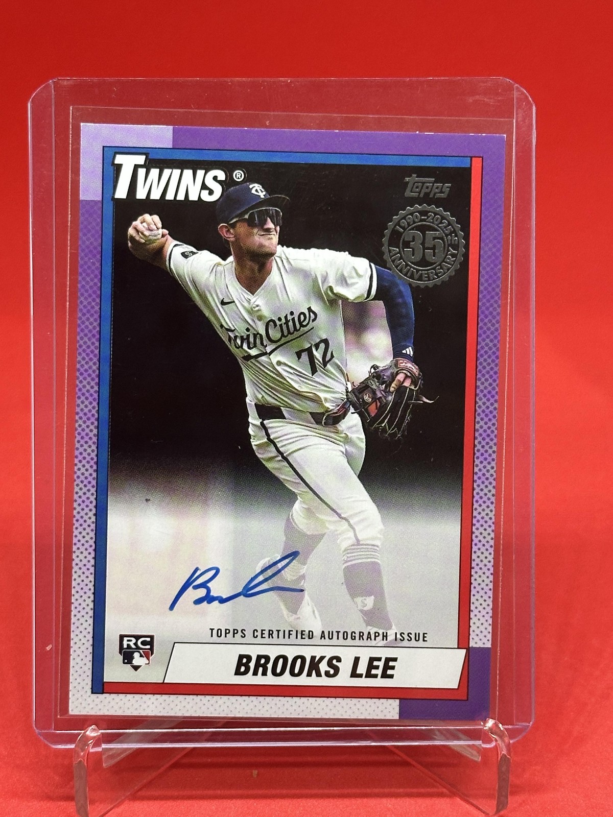 2025 Topps #90A-BL Brooks Lee 1990 Topps 35th Anniversary RC Auto Black #/10