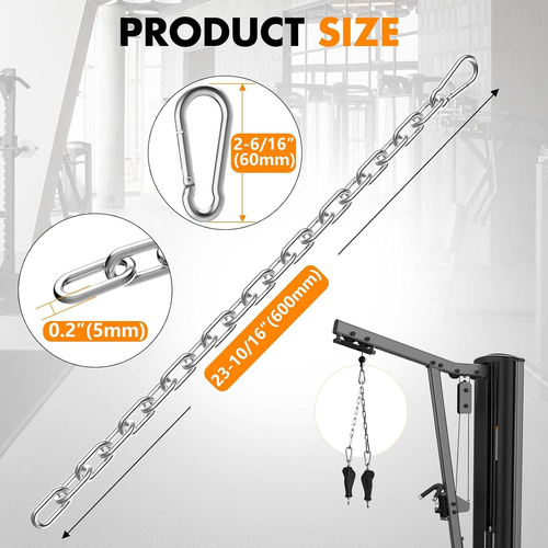 Catena Prolunga Cavo Fitness Palestra 23,6", Prolunga Macchina Cavi Acciaio Inox 304 - Foto 5 di 12