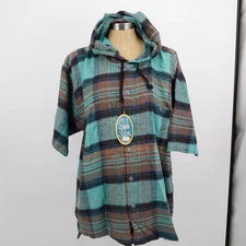 Shah Safari Men Size M Vintage Hooded Multicolor New with Tags Grunge Shirt Y2K