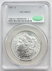 1881-S Morgan Silver Dollar $1 Coin CAC Graded MS63 - High Value Coin!