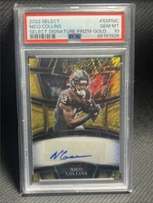 2022 PANINI SELECT NICO COLLINS GOLD PRIZM AUTO 5/10 PSA 10 HOUSTON TEXANS