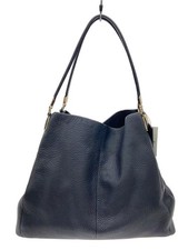 COACH Shoulder Bag, Leather, Navy, Plain, 35723