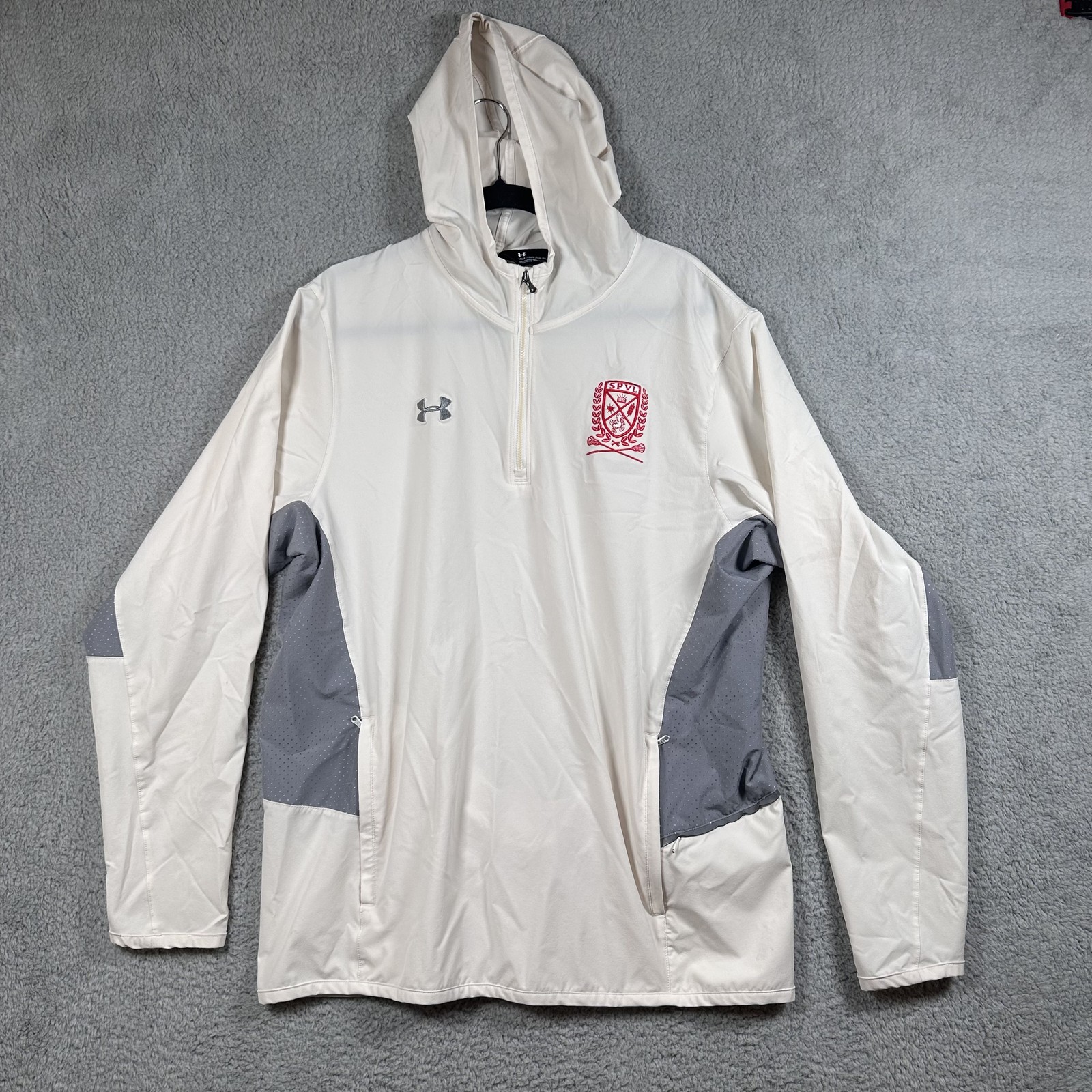 SPVI Lacrosse Hoodie Mens Large Quarter Zip Pullover Long Sleeve Under Armour