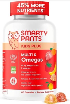 SmartyPants Kids Multivitamin Gummies - Improved Formula: Omega 3 (DHA/EPA)-60