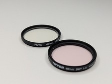 49mm Hoya and Tiffen Set of 2: Tiffen Skylight 1A USA and Hoya UV 0 Japan