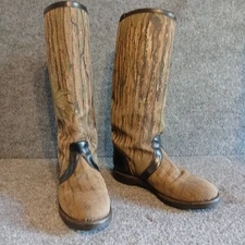 Chippewa Snake Boots Men's 9D Canvas Camouflage Leather Interior 17" Small Repai