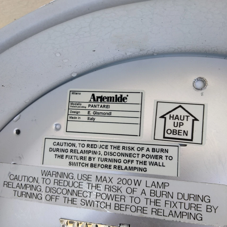 Artemide Pantarei Wall / Ceiling Lamp WHITE 90-s Postmodern by Ernesto Gismondi - Image 2 of 4