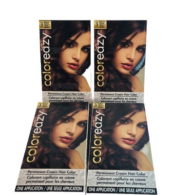 4 Coloreazy Permanent Cream Hair Color One Application - # 3 Medium Brown