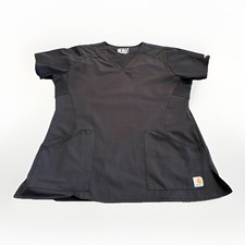 Carhartt Force Womens Black Scrub Top V-Neck Short Sleeve Modern Fit M C12106