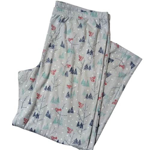 Charter Club Pajama Set Top Matching Pants Gray Winter Print Size XL - Picture 2 of 6