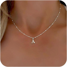 Initial Necklaces for Women, Dainty A-Z Pendant Letter Charm Necklace Personaliz