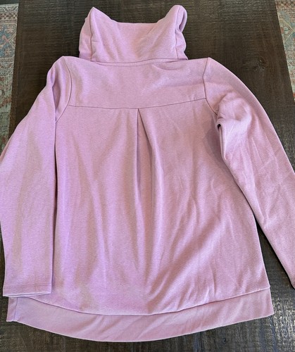 Xersion Size L Mauve Pink Gold Zipper Cowl Neck Fleece Tunic - Picture 7 of 7