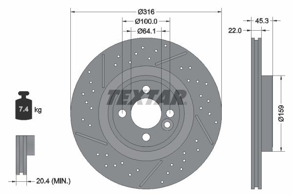 Textar Bremsscheiben Textar Pro+ Ø 316Mm Geschlitzt Gelocht InnenbelüFtet Beschi-image