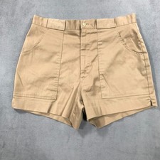 Vintage 80s Lands' End Cargo Shorts Men's 32 Beige Tan 4" Inseam Stretch Flex