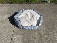 Gently Used, Small, Blue and White Floral Dog Bed for small dog