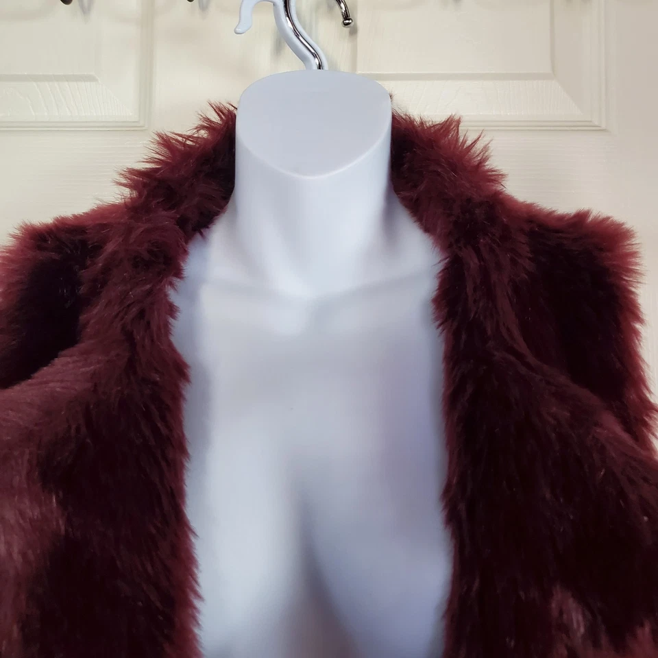 Chaleco Boston Propio Borgoña Cereza Ciruela Imitación Piel Talla Mediana Abierto Foto 4 de 4