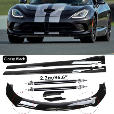 Front Bumper Spoiler Body Kit /Side Skirt/Strut Glossy Black For Dodge Viper