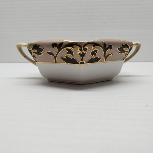 Noritake M Hexagon Twin Handle 5" Bowl Made In Japan Hand Painted Floral Vintage - Picture 3 of 14