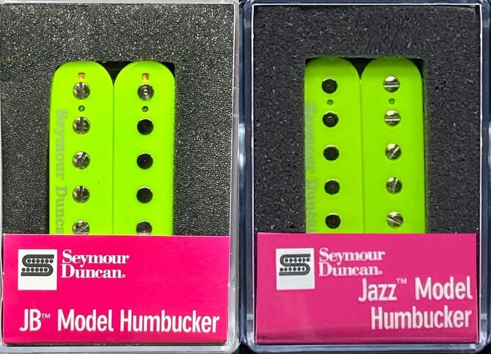 Juego de pastillas Seymour Duncan SH-4 JB y Sh-2n Jazz Hot Rodded Humbucker verde neón Foto 2 de 2