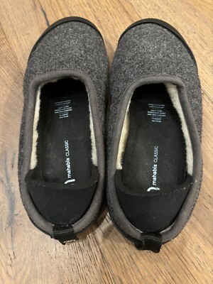 mahabis Charcoal Wool Slip-Ons Mahabis Womens Classic Wool Slippers Gray Black Comfort  main image 4