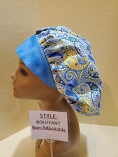 Paisley yellow Women's Bouffant Surgical Scrub Hat/Cap Handmade
