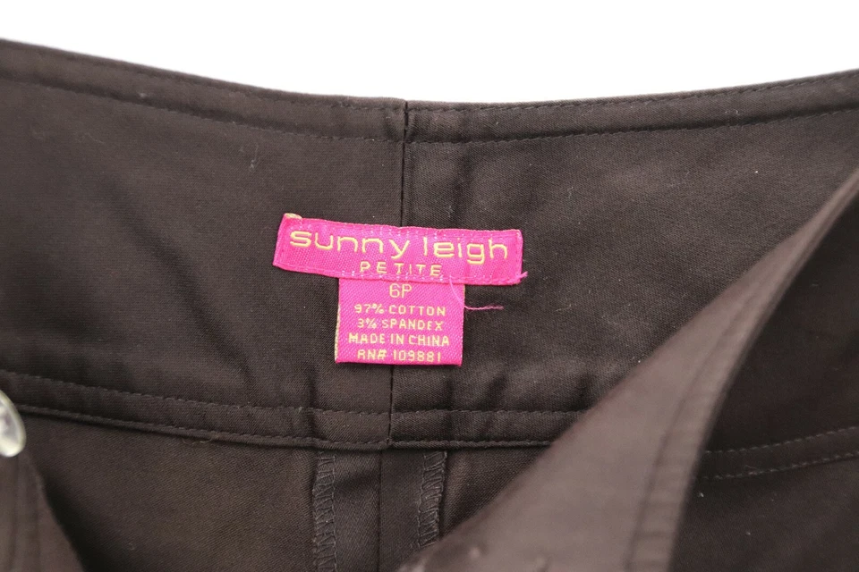 Pantalones Sunny Leigh para mujer 6P marrón frente plano recortados elásticos nuevos con etiquetas Foto 3 de 4