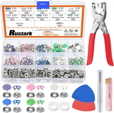 608Pcs 5 Colors Snap Button Fastener with Pliers Tool Kit Includes 9.5Mm Hollow