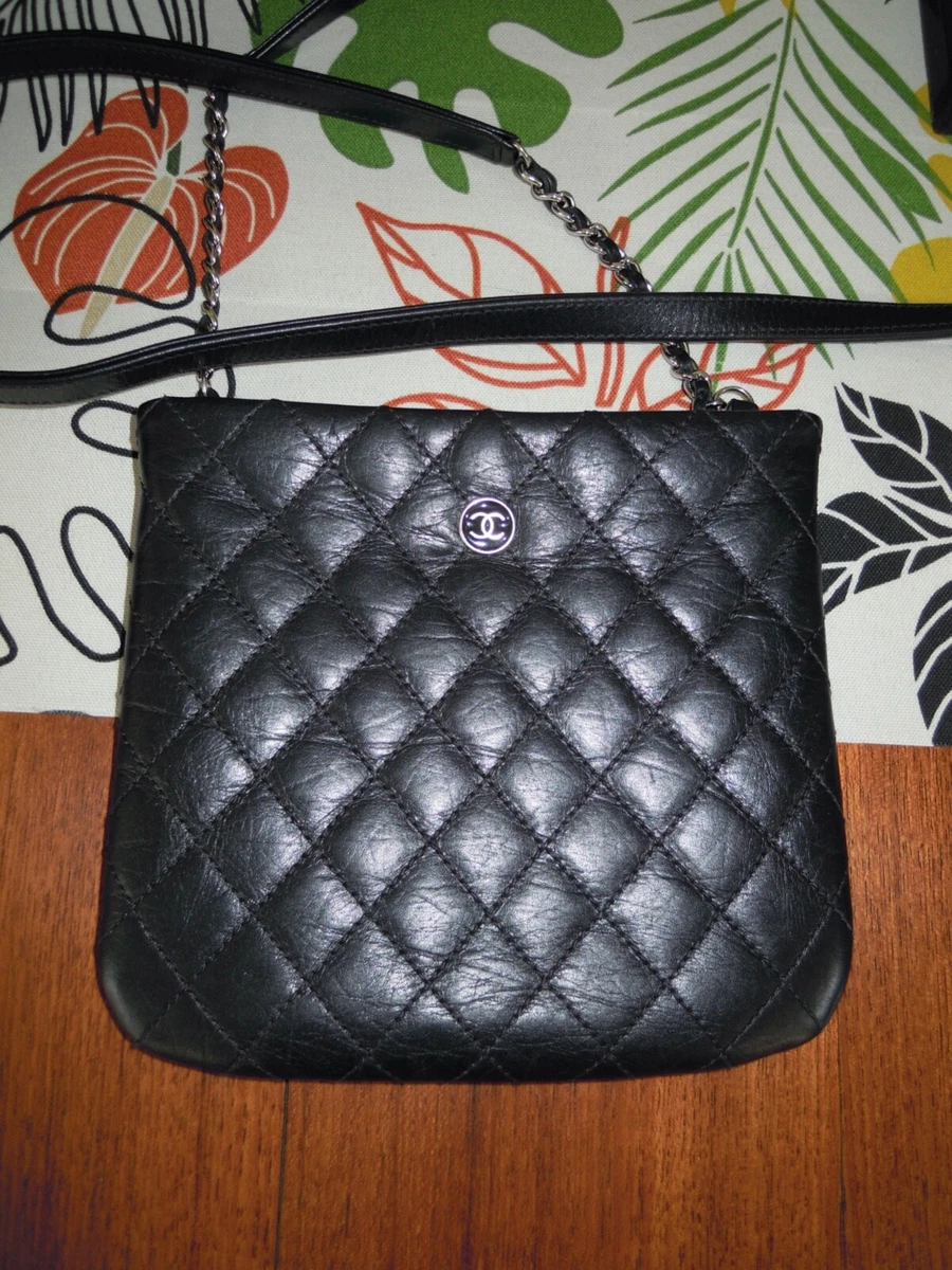 Chanel Uniform Black Calfskin Leather Crossbody Bag