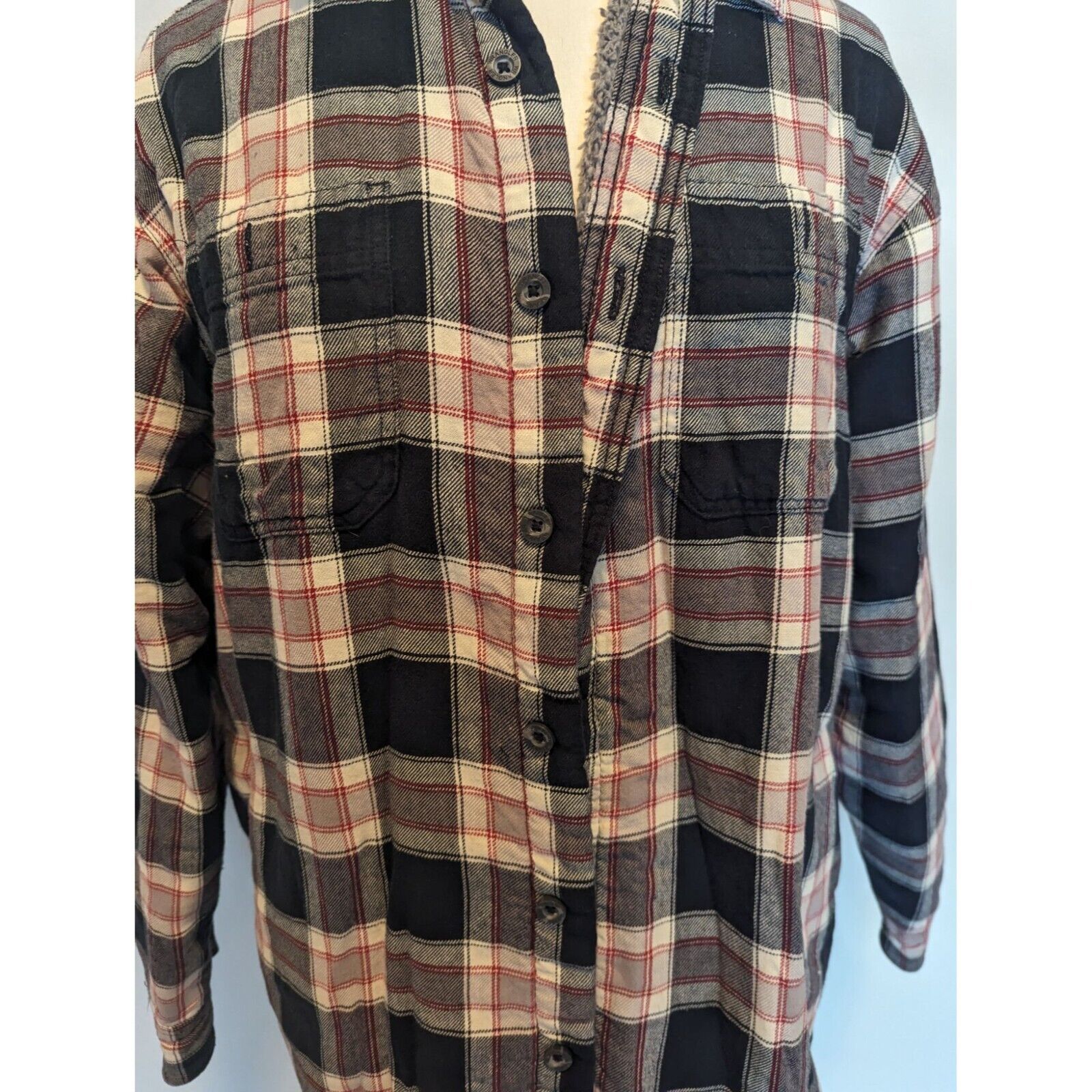 Vintage Wrangler Flannel Jacket Large Sherpa Line… - image 3