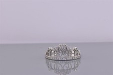 Sterling Silver Cubic Zirconia Hearts Tiara Crown Band Ring 925 Sz: 11