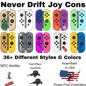 Nintendo Switch/OLED Hall Effect Never Drift Wireless JoyCons -With Wrist Straps