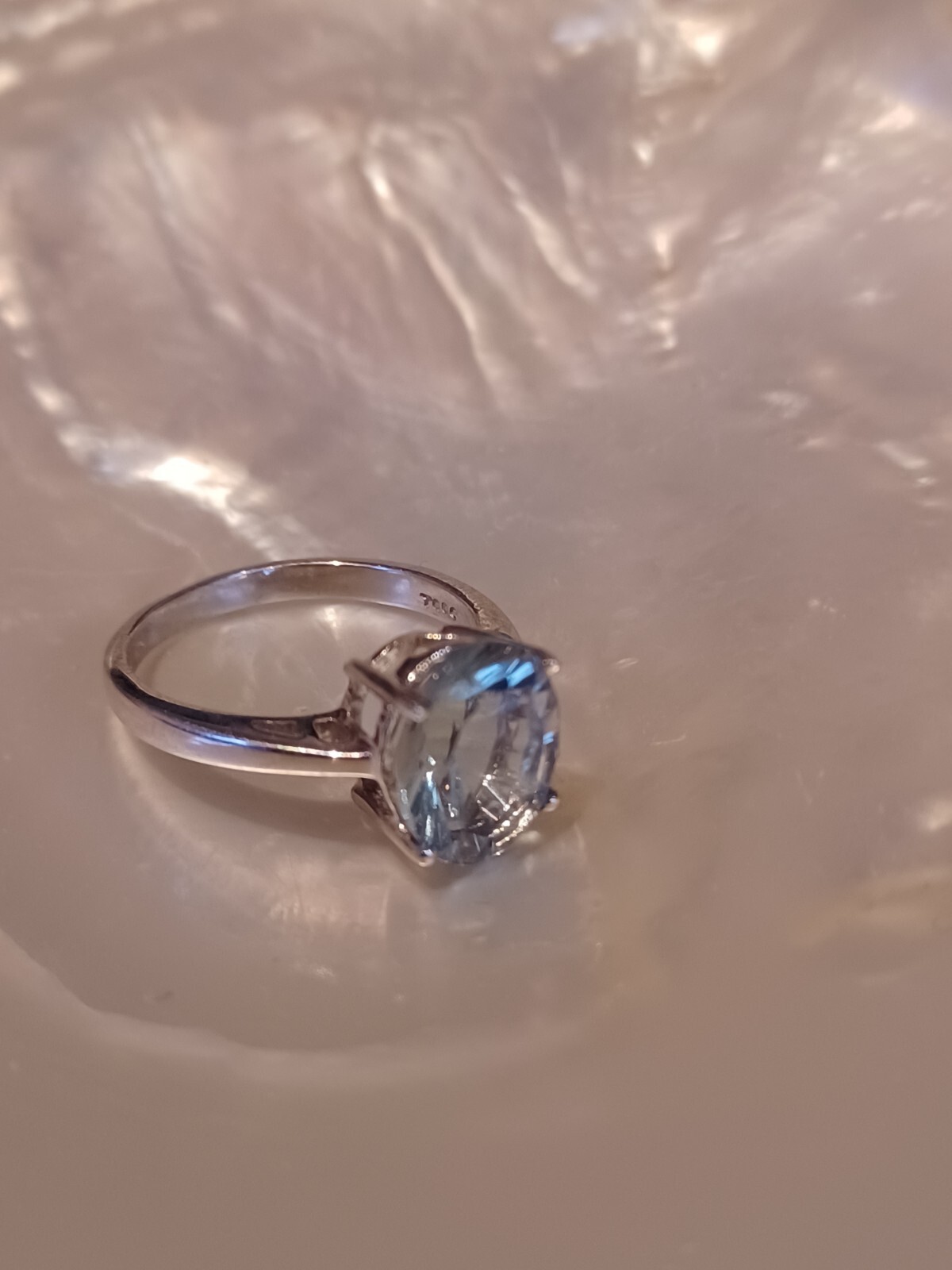 925 Solid Silver Hallmarked Stunning Crystal Blue… - image 8
