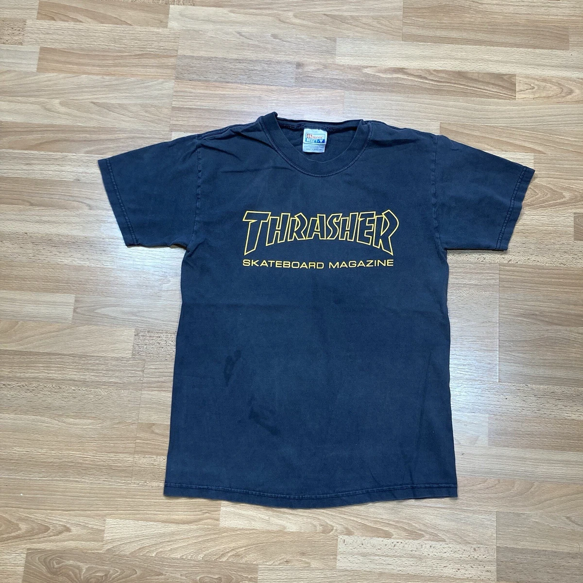 Vintage 90s Distressed Thrasher T Shirt S 00s Y2K Hanes Beefy Skate Magazine Tee