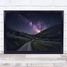 Path To The Stars Night Milky way Mountains Valley Nature Asturias Art Print
