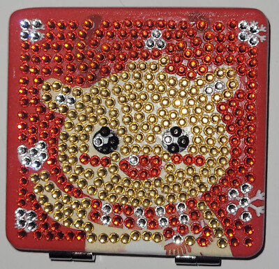 Taschenspiegel für Mädchen ''Rentier'' klappbar rot - 6,5x7 cm - Diamond Painting
