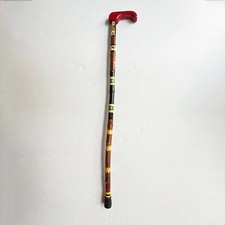 Wooden Cane Walking Stick Custom Diamonds King Cards India Made Solid 35"