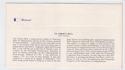TurtlesTradingPost- Liberty Bell Coil Pair- 1975 FDC #1618- Fleetwood Cachet - Picture 2 of 2
