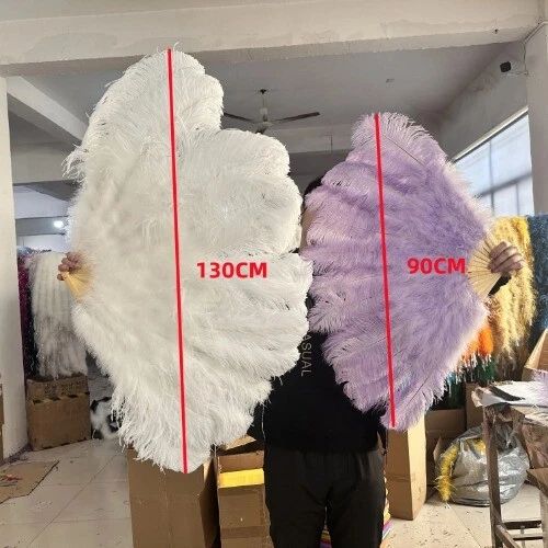 13 Bone Large Ostrich Feathers Fan Hand Held Fan Christmas Party Belly Dance - Image 4 of 4