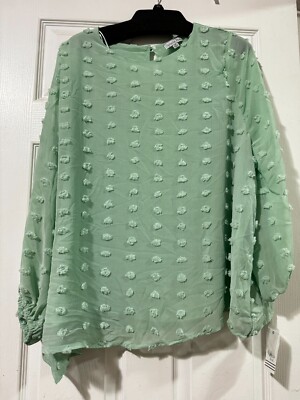 Ophelia Roe Women Blouses Sizes 1X and 2X Mint Color