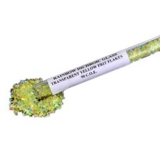 Frit Flakes YELLOW with Rainbow Dichroic Coating 90 COE 1 oz Glass Fusing Supply