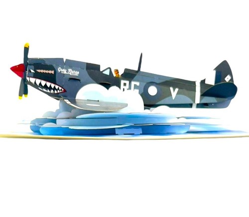 Handmade 3D popup card Spitfire SharkFace Birthday Father Anniversary Pilot Pass - Picture 9 of 14