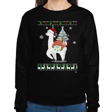 1Tee Womens Llama and Drunk Sloth at Christmas Sweatshirt Jumper