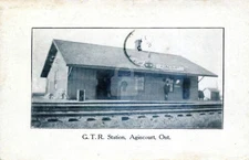 Agincourt Ontario Canada 1909 G.T.R. Train Station RPPC Photo Postcard COPY