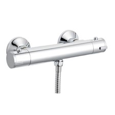 Round Chrome Bar  Shower Valve, Bottom Outlet